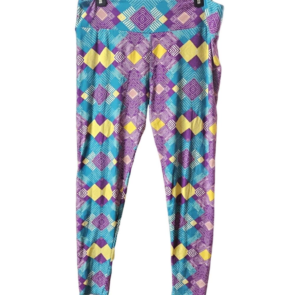 Multicolor Geometric Pattern Leggings Size Large